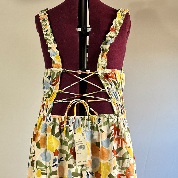 NWT Lush Floral Ruffle Strap Maxi Dress Womens Sz Large Summer Tropical - Picture 5 of 6